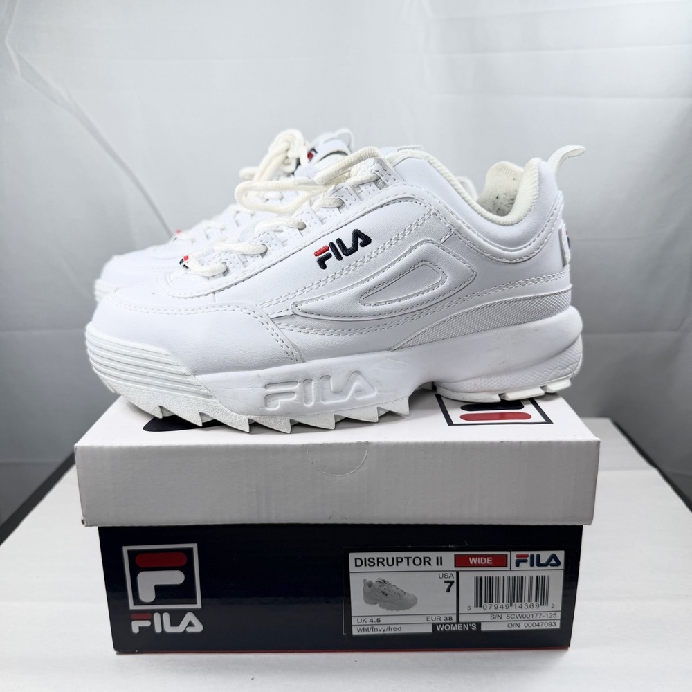 FILA Disruptor II Unisex Kids White Lace-Up Sneakers / Size US 7 EU 38 UK 4.5